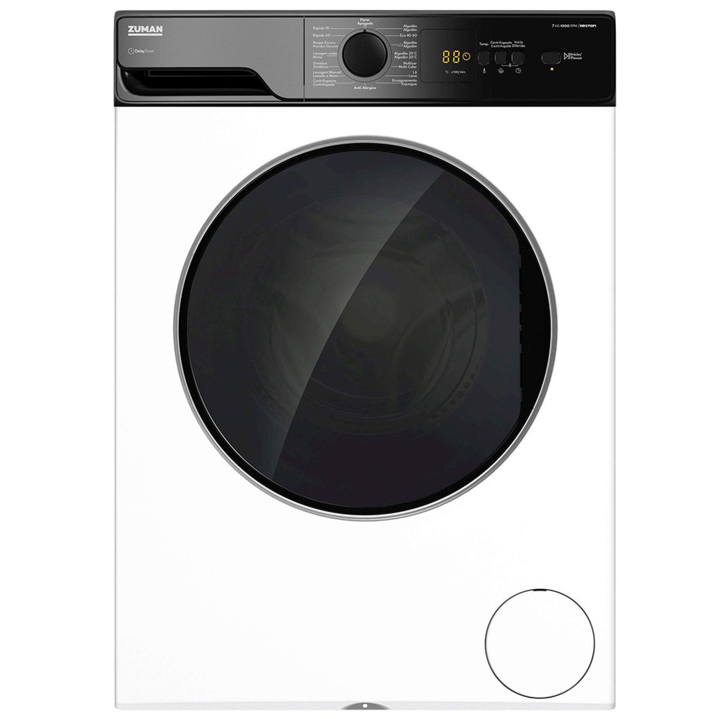 ZUMAN Máquina de Lavar Roupa 7Kg 1000RPM Branca Classe D