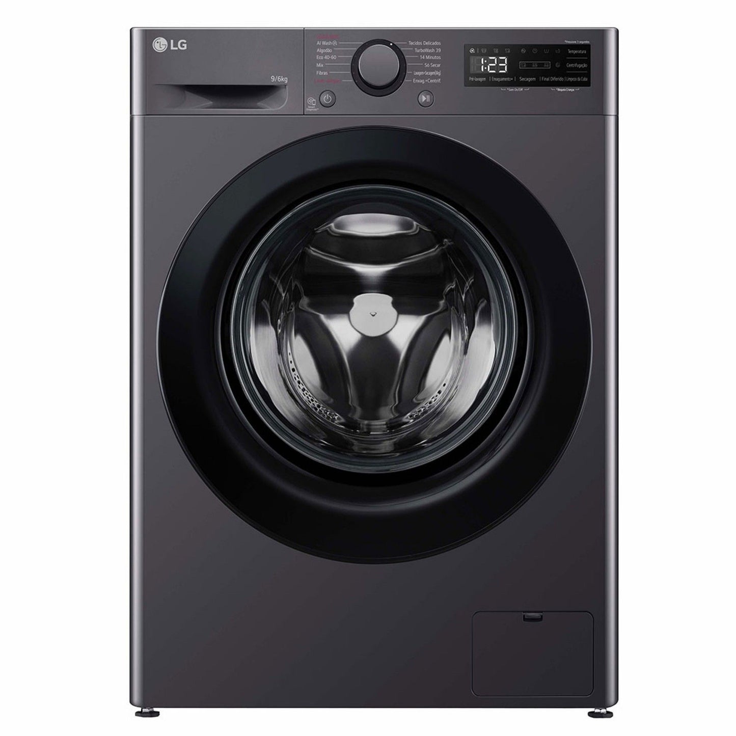LG Máquina de Lavar e Secar Roupa 9Kg / 6Kg 1400RPM AI DD Steam Preta