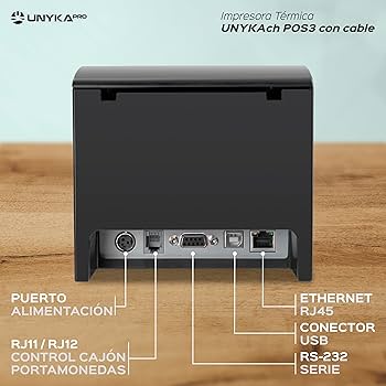 UNYKA CASH POS3 Impressora Térmica Ticket USB QR Code UK56007