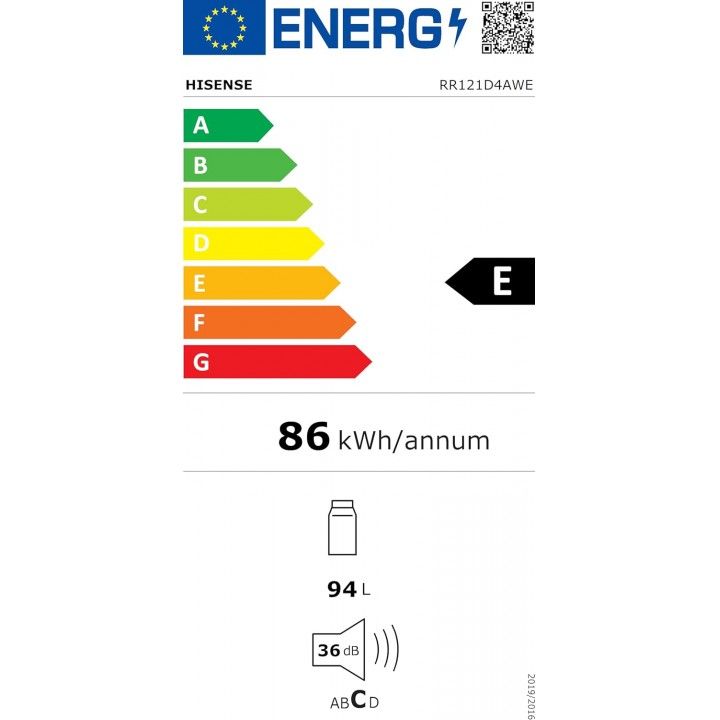 Hisense Frigorífico 1 Porta 85L Compacto Branco