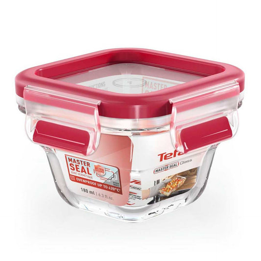 Tefal Caixa Hermética Vidro 180 ml MasterSeal Quadrada com Tampa