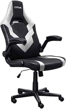Trust GXT 703 Riye Cadeira Gamin Branca e Preta Ergonómica Ajustável