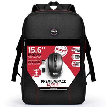 PORT MOCHILA P/ PORTATIL PREMIUM BLACK 15.6" + RATO WIRELESS USB-C E USB